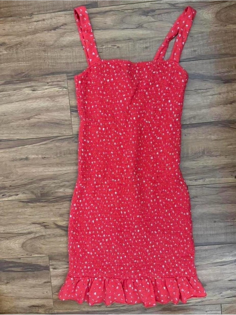 BP Red Smocked Mini Dress with White flower Print